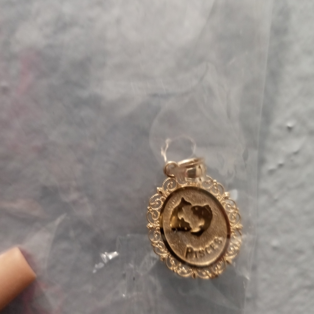 14k solid gold Pisces necklace pendant